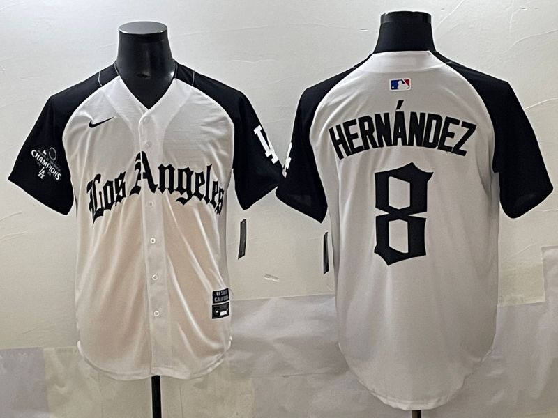 Men 2025 Los Angeles Dodgers #8 Hernandez White black Five generations Joint Name Nike MLB Jersey style 5266->los angeles dodgers->MLB Jersey
